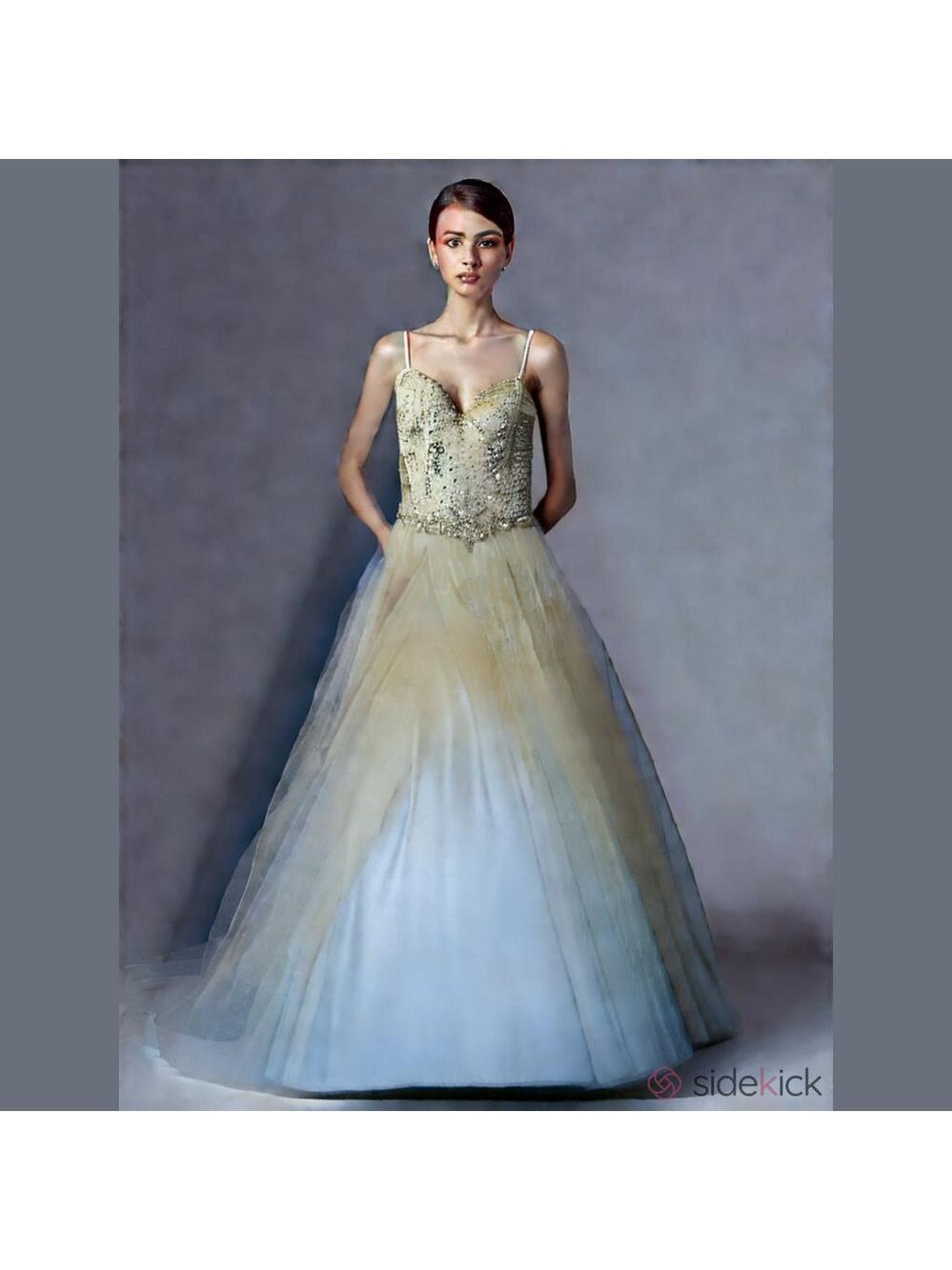 QUINCEANERA Aspeed Elegant Long Dress, Beaded Ivory Gown SZ M, PTP 16, L 56ish